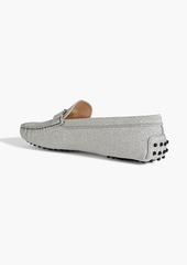 Tod's - Double T glittered suede loafers - Metallic - EU 41