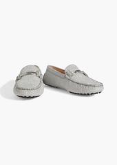 Tod's - Double T glittered suede loafers - Metallic - EU 41