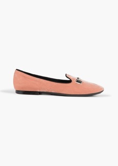Tod's - Double T grosgrain-trimmed velvet loafers - Pink - EU 35