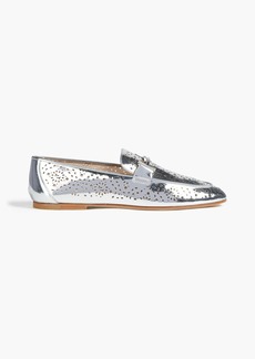 Tod's - Double T laser-cut mirrored-leather loafers - Metallic - EU 35