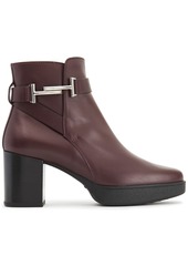 Tod's - Double T leather ankle boots - Burgundy - EU 34.5