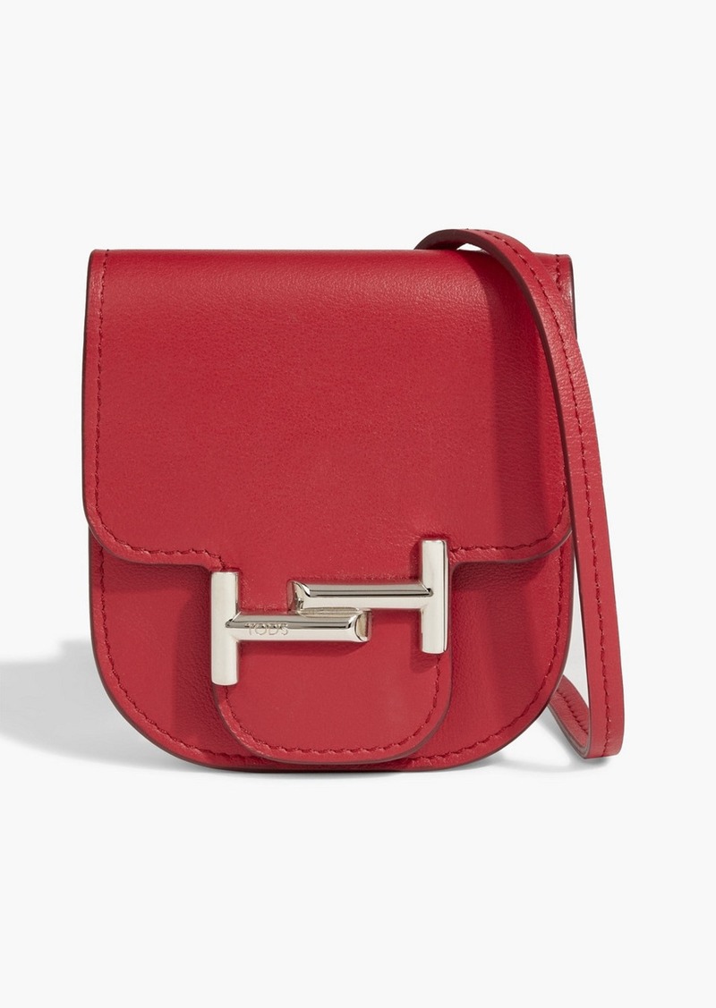 Tod's - Double T leather shoulder bag - Red - OneSize