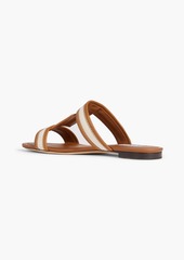 Tod's - Double T leather-trimmed canvas sandals - Brown - EU 39.5
