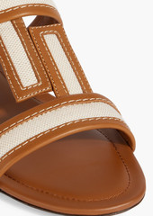 Tod's - Double T leather-trimmed canvas sandals - Brown - EU 39.5