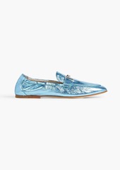Tod's - Double T metallic textured-leather loafers - Pink - EU 34.5