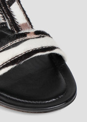 Tod's - Double T printed calf hair sandals - White - EU 35