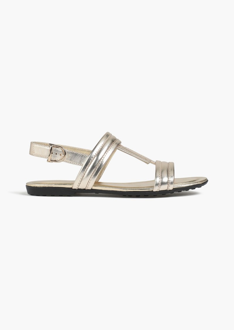 Tod's - Double T quilted metallic leather sandals - Metallic - EU 35.5