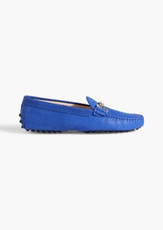 Tod's - Double T snake-effect suede loafers - Blue - EU 36