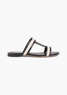 Tod's - Double T two-tone canvas and leather sandals - Black - EU 34.5