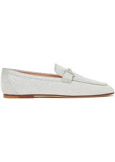 Tod's - Embellished glittered leather loafers - Metallic - EU 40