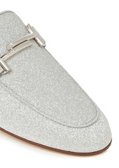 Tod's - Embellished glittered leather loafers - Metallic - EU 40