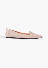 Tod's - Embellished leather and suede point-toe flats - Pink - EU 40