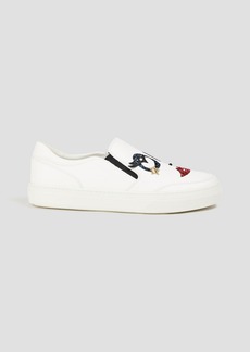 Tod's - Embellished leather slip-on sneakers - White - EU 36.5