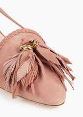 Tod's - Embellished leather-trimmed suede slingback pumps - Pink - EU 36.5