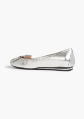 Tod's - Embellished metallic crinkled-leather ballet flats - Metallic - EU 37