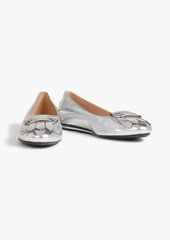 Tod's - Embellished metallic crinkled-leather ballet flats - Metallic - EU 37