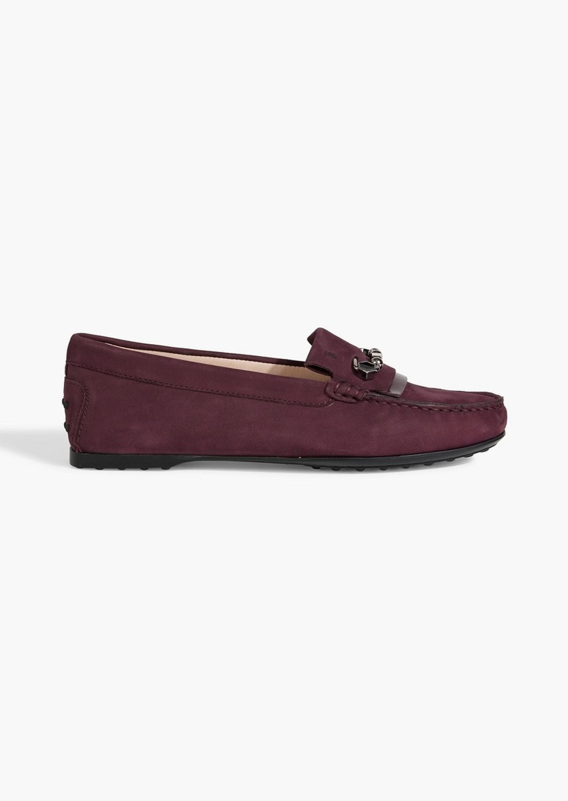 Tod's - Embellished nubuck loafers - Purple - EU 37