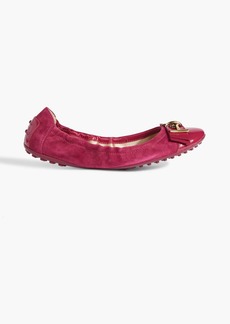Tod's - Embellished patent-leather and suede ballet flats - Red - EU 36