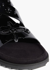 Tod's - Embellished patent-leather slingback sandals - White - EU 35