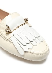 Tod's - Embellished smooth and patent-leather loafers - White - EU 39