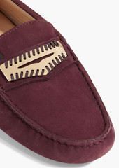 Tod's - Embellished suede loafers - Burgundy - EU 37