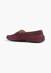 Tod's - Embellished suede loafers - Burgundy - EU 37