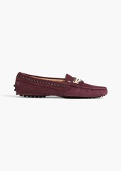 Tod's - Embellished suede loafers - Burgundy - EU 37