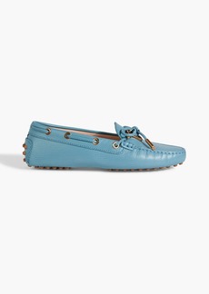 Tod's - Embellished textured-leather loafers - Blue - EU 36.5