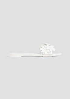 Tod's - Floral-appliquéd leather slides - White - EU 35