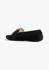Tod's - Gommino embellished fringed suede loafers - Black - EU 36