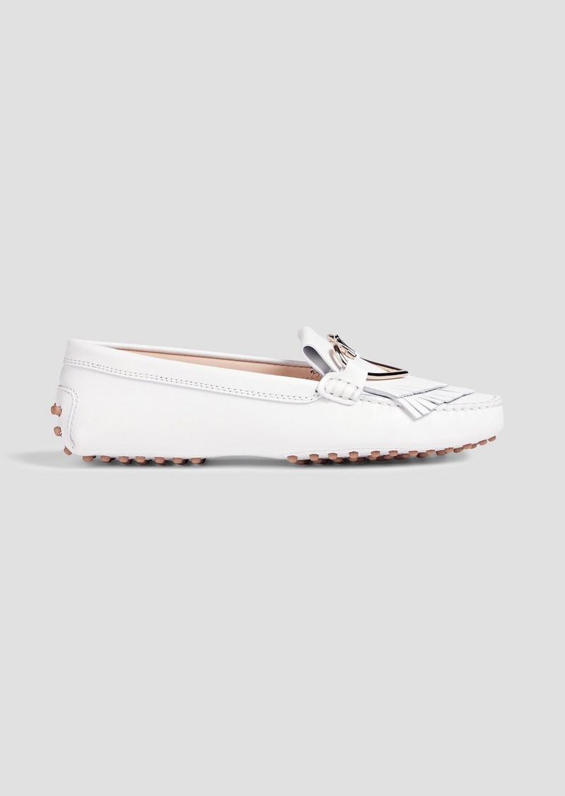 Tod's - Gommino embellished leather loafers - White - EU 39.5