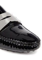 Tod's - Gommino embellished patent-leather loafers - Black - EU 37