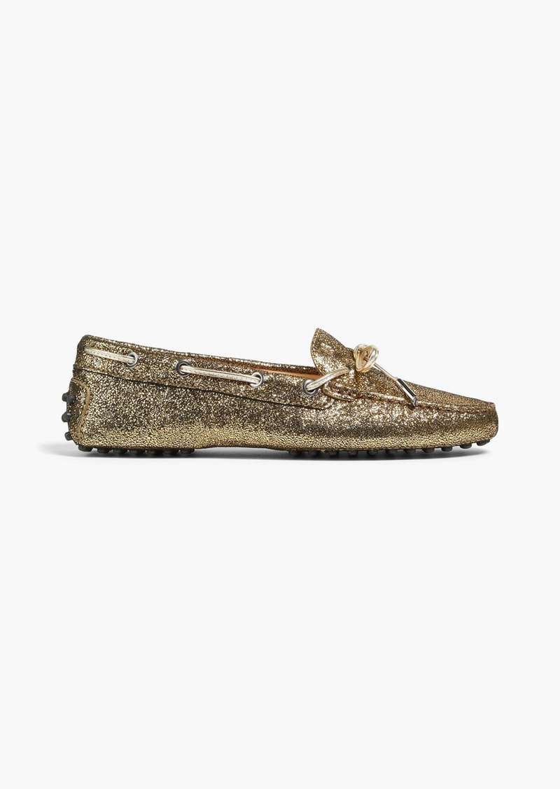 Tod's - Gommino metallic brushed-leather loafers - Metallic - EU 36