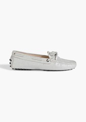 Tod's - Gommino metallic embossed suede loafers - Metallic - EU 37