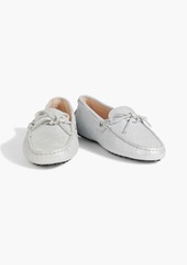 Tod's - Gommino metallic embossed suede loafers - Metallic - EU 37