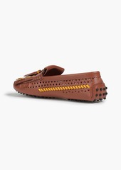 Tod's - Gommino whipstitched laser-cut leather loafers - Brown - EU 35.5