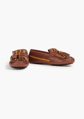 Tod's - Gommino whipstitched laser-cut leather loafers - Brown - EU 35.5