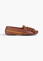 Tod's - Gommino whipstitched laser-cut leather loafers - Brown - EU 35.5