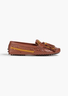 Tod's - Gommino whipstitched laser-cut leather loafers - Brown - EU 35.5