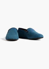 Tod's - Grosgrain-trimmed suede loafers - Blue - EU 37