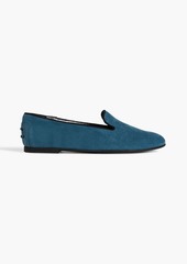 Tod's - Grosgrain-trimmed suede loafers - Blue - EU 37