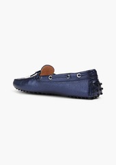 Tod's - Heaven Lacetto metallic textured-leather loafers - Blue - EU 35.5