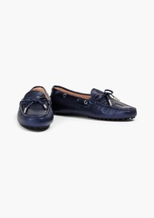 Tod's - Heaven Lacetto metallic textured-leather loafers - Blue - EU 35.5