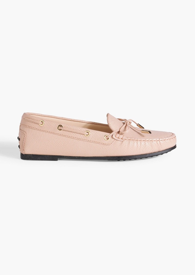 Tod's - Heaven Lacetto lizard-effect leather loafers - Pink - EU 34.5