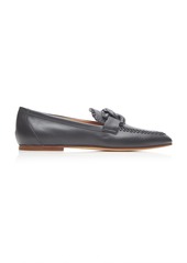 Tod's - Kate Chain Whipstitch Leather Loafers - Black - IT 37.5 - Moda Operandi