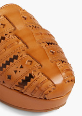 Tod's - Laser-cut leather platform sandals - Brown - EU 35