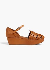 Tod's - Laser-cut leather platform sandals - Brown - EU 35
