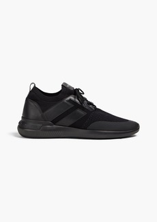 Tod's - Leather and stretch-knit sneakers - Black - UK 7.5