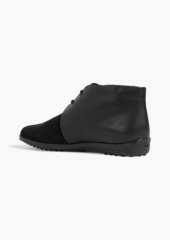 Tod's - Lace-up leather and suede ankle boots - Black - EU 37