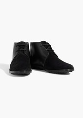 Tod's - Lace-up leather and suede ankle boots - Black - EU 37